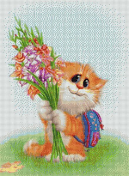 Кот с цветами