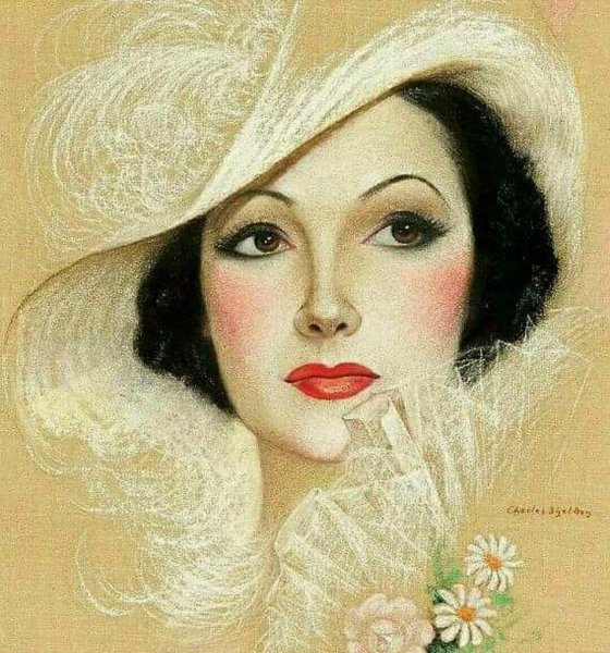 Винтажный женский образ в шляпе