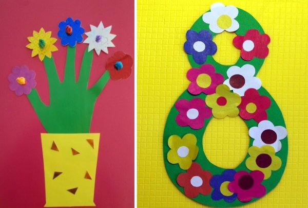 Аппликация для мамы на 8 марта