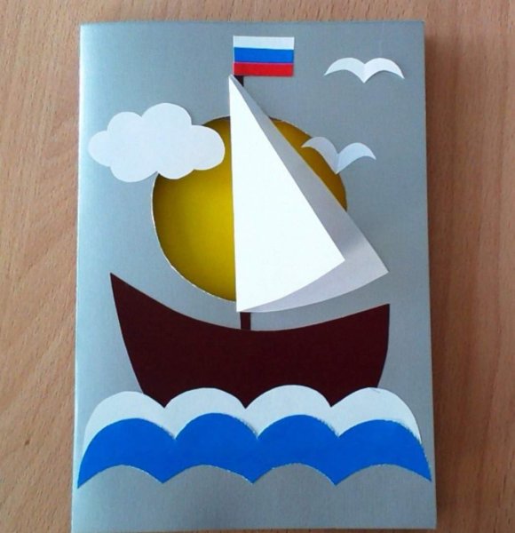 Объемная аппликация кораблик