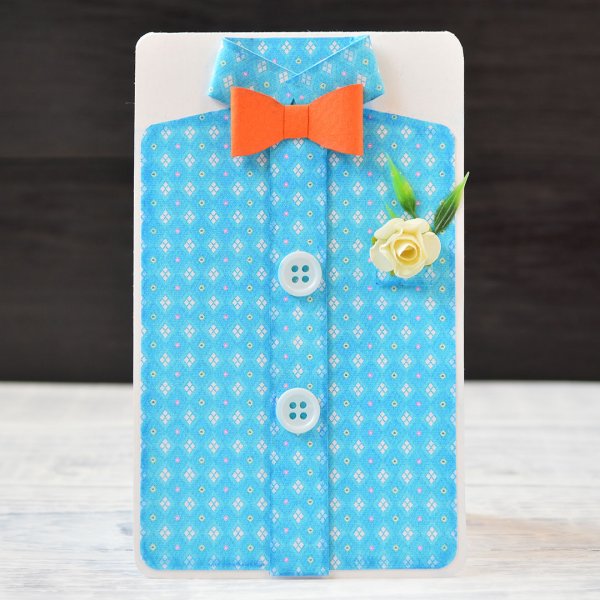 Открытка рубашка с бабочкой