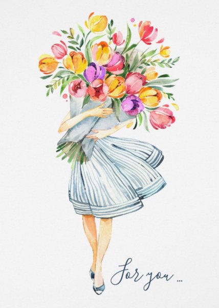 Стильная открытка для девочек