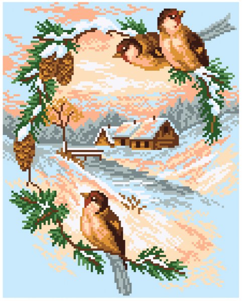 Вышивка Снегири Матренин Посад