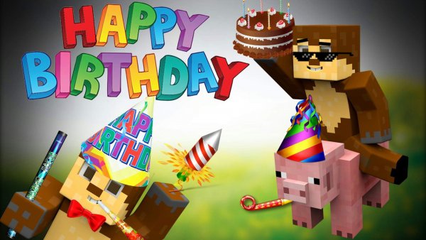 Открытка в стиле майнкрафт