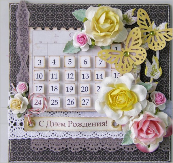 Открытка с юбилеем Скрапбукинг