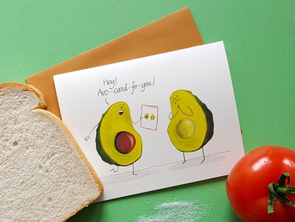 Открытка с авокадо на день рождения