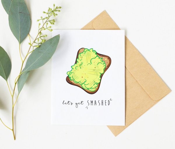 Поздравительная открытка с авокадо