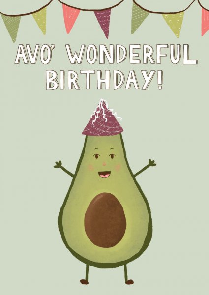 Открытка с авокадо на день рождения