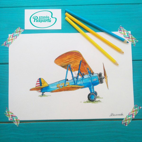 Открытка на 23 февраля с самолетом