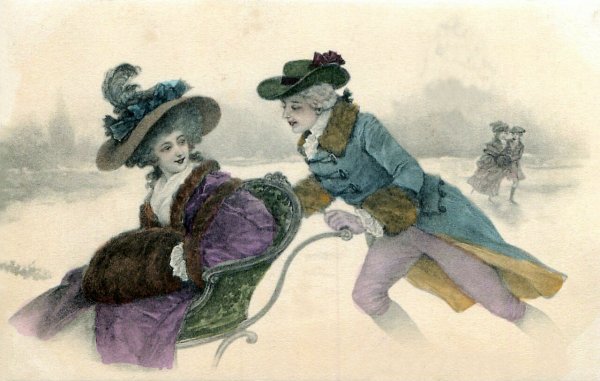 Винтажные открытки с дамами и кавалерами