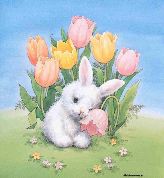 Зайчик с цветочком