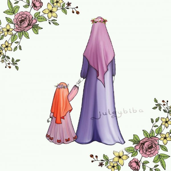 Хиджаб с цветочками мультяшная