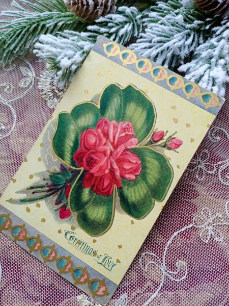 Открытка старинные металлизированные