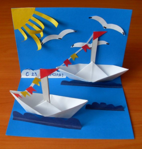 Объемная аппликация кораблик