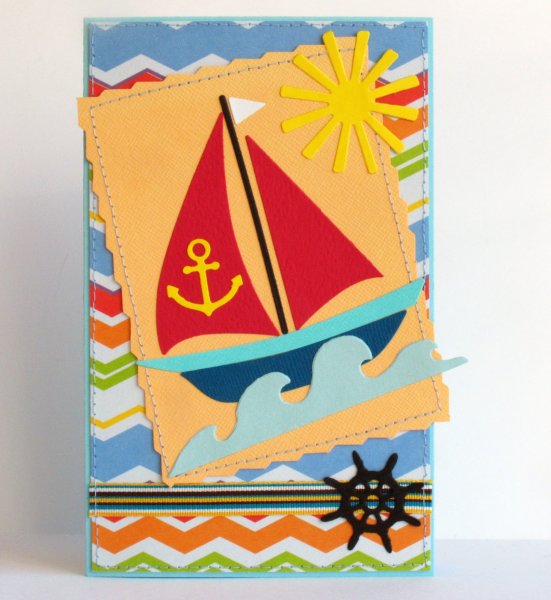 Праздничная открытка с корабликом