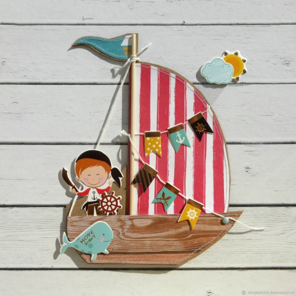 Открытка в виде кораблика