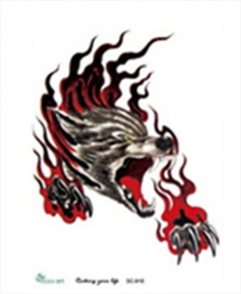 Волк в огне тату