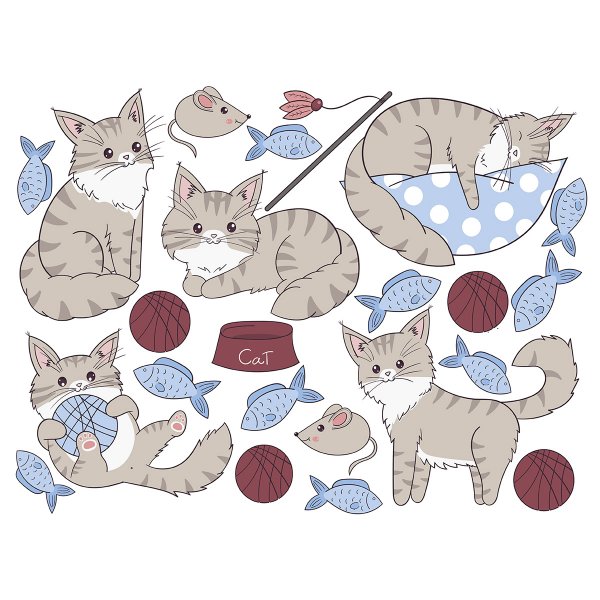 Лист наклеек котики