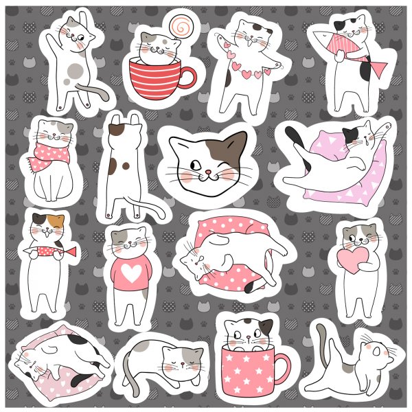Наклейки милые котики