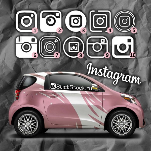 Размер наклейки Инстаграм на машину