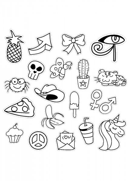 Чёрно-белые Стикеры для распечатки