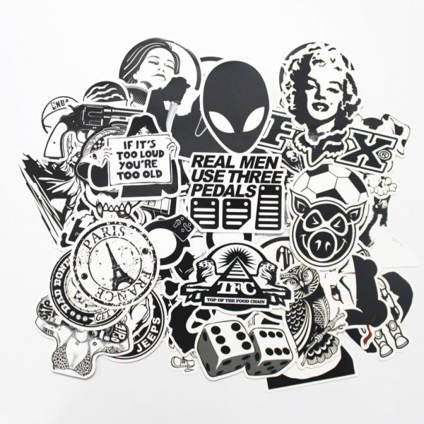 Стикеры наклейки черно белые