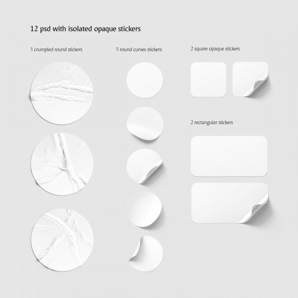 Мокапы наклеек стикеров