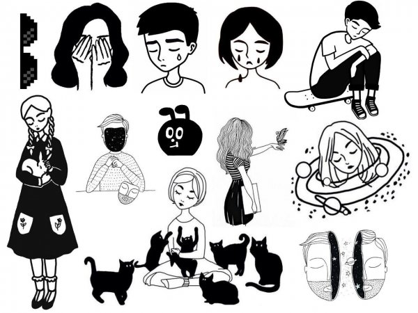 Стикеры черно белые