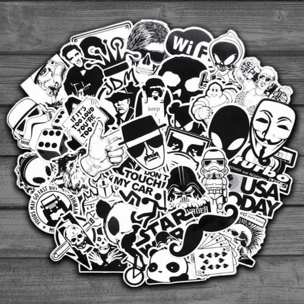 Наклейки черно белые