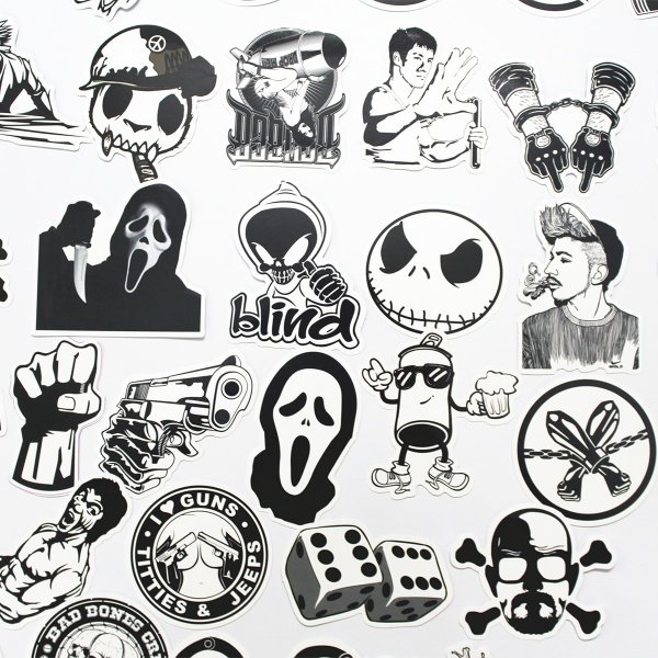 Наклейки черно белые