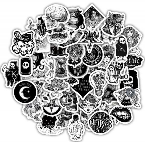 Стикеры наклейки чёрно белые