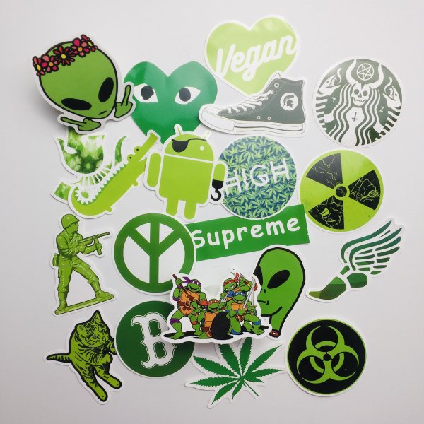 Салатовые наклейки