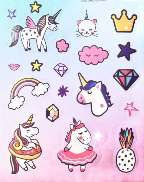 Стикеры милые Единорожки