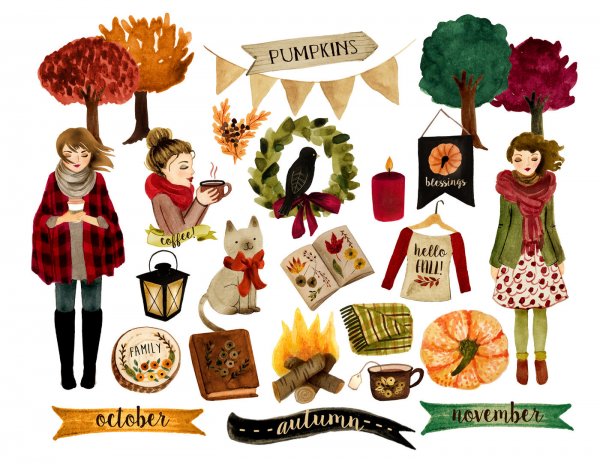 Осенние Стикеры для скрапбукинга