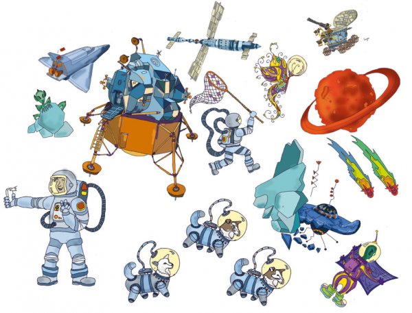 Стикеры для космической презентации