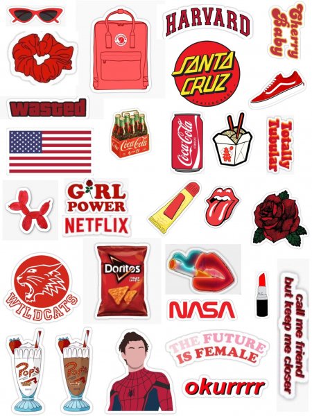 Наклейки красная тема