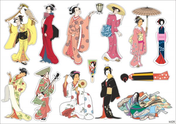 Стикеры в японском стиле