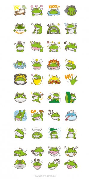 Наклейки лягушки много