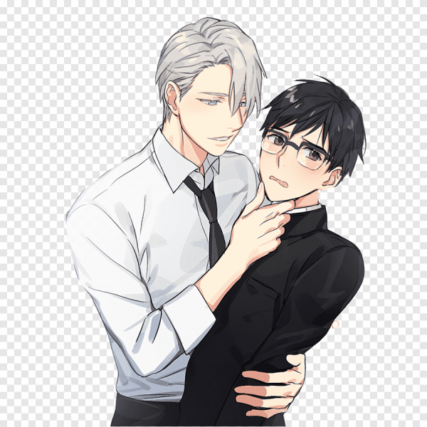 Виктор Никифоров и Юри Кацуки на белом фоне