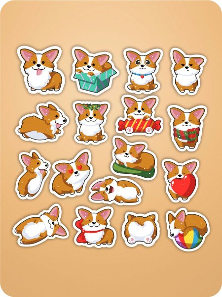 Наклейки-Стикеры "корги"