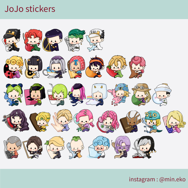 Наклейки для распечатки Джоджо