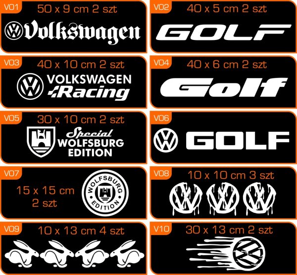 Наклейки на Фольксваген гольф