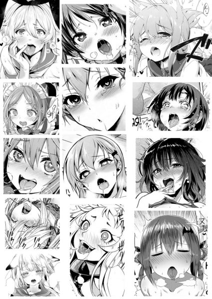 Ахегао Manga коллаж