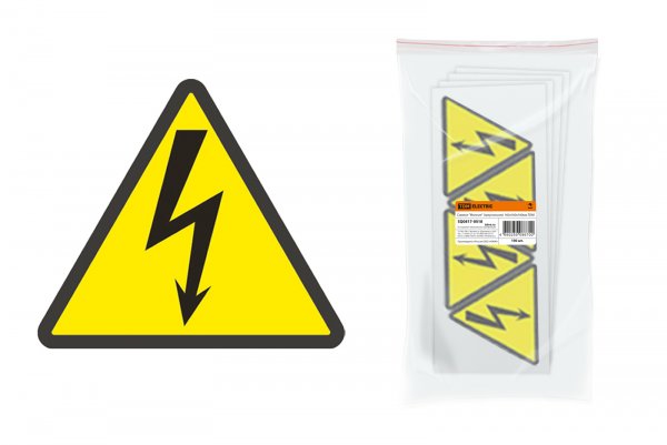 Знак безопасности символ молния 50х50х50мм IEK арт.ypc30-molni-2-100