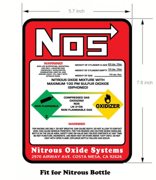 Наклейка на балоне закиси азота