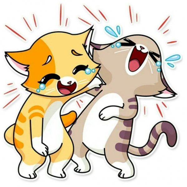 Котики обнимаются стикер