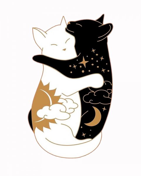 Котики обнимаются арт