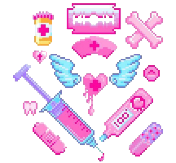 Розовые пиксельные Стикеры