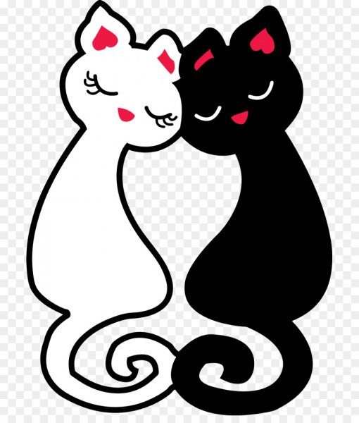 Силуэт двух влюбленных кошек