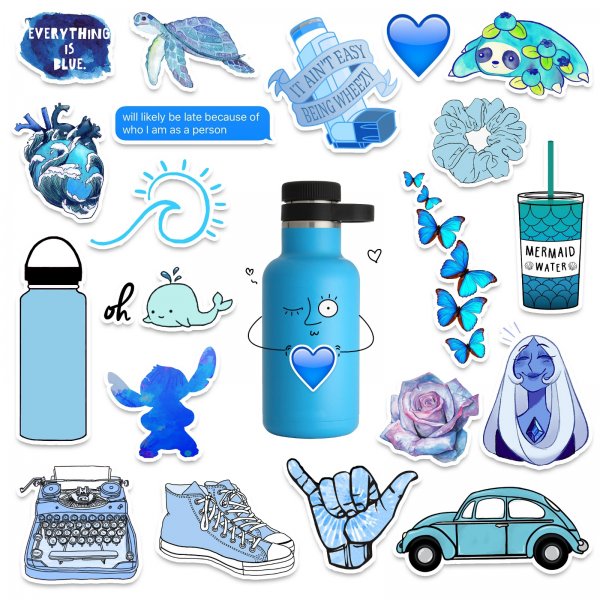 Стикеры синяя тема